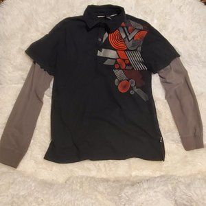 Boy's Black Shaun White Long Sleeve Polo Shirt. Size XL(16/18).